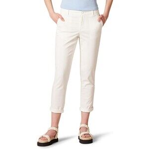 Amazon Essentials Women's Cropped Capri Pants 16 Mid-Rise Slim-Fit White Cotton